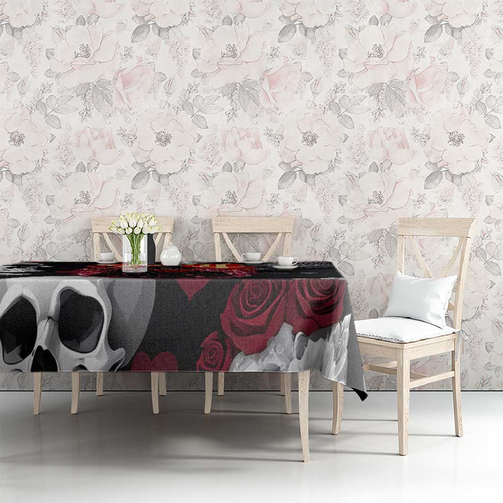 Ghost Valentine Tablecloth with Rockets Skull Heart Pattern