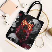 Ghost Valentine Tote Bag with Rockets Skull Heart Pattern