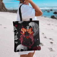 Ghost Valentine Tote Bag with Rockets Skull Heart Pattern