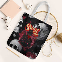 Ghost Valentine Tote Bag with Rockets Skull Heart Pattern