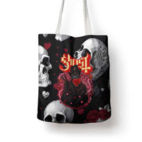 Ghost Valentine Tote Bag with Rockets Skull Heart Pattern