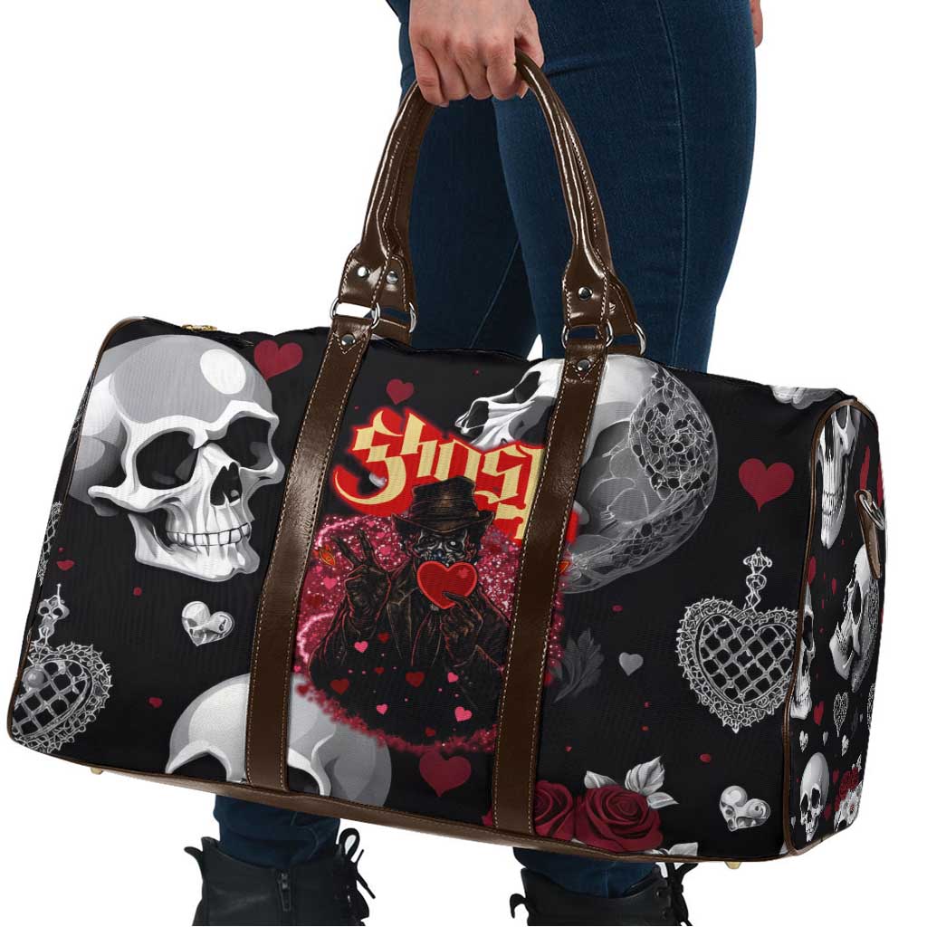 Ghost Valentine Travel Bag with Rockets Skull Heart Pattern