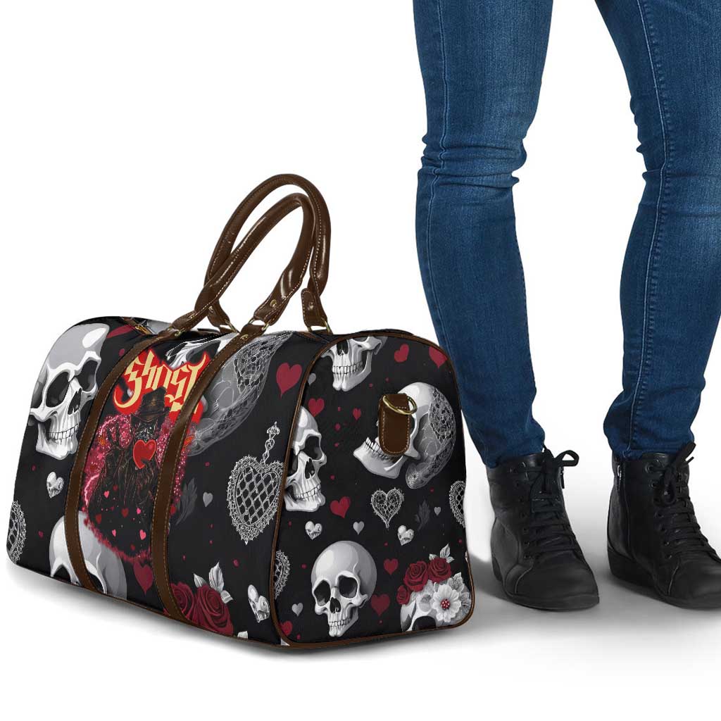 Ghost Valentine Travel Bag with Rockets Skull Heart Pattern