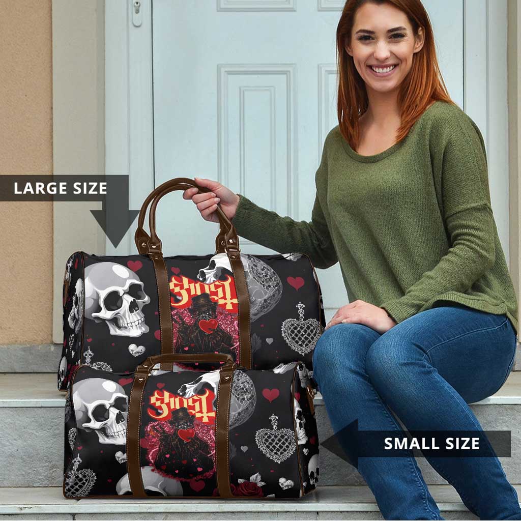 Ghost Valentine Travel Bag with Rockets Skull Heart Pattern