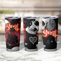 Ghost Valentine Tumbler Cup with Rockets Skull Heart Pattern