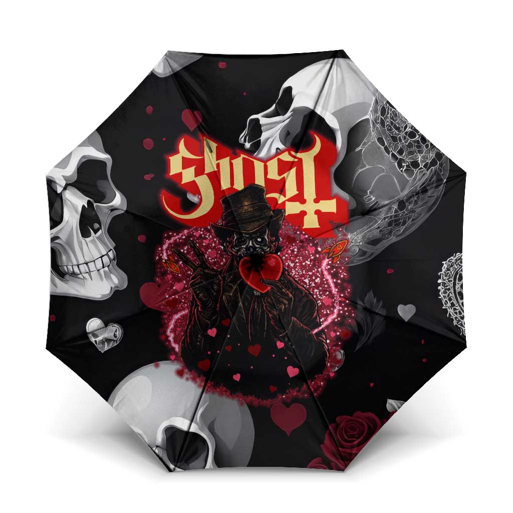 Ghost Valentine Umbrella with Rockets Skull Heart Pattern