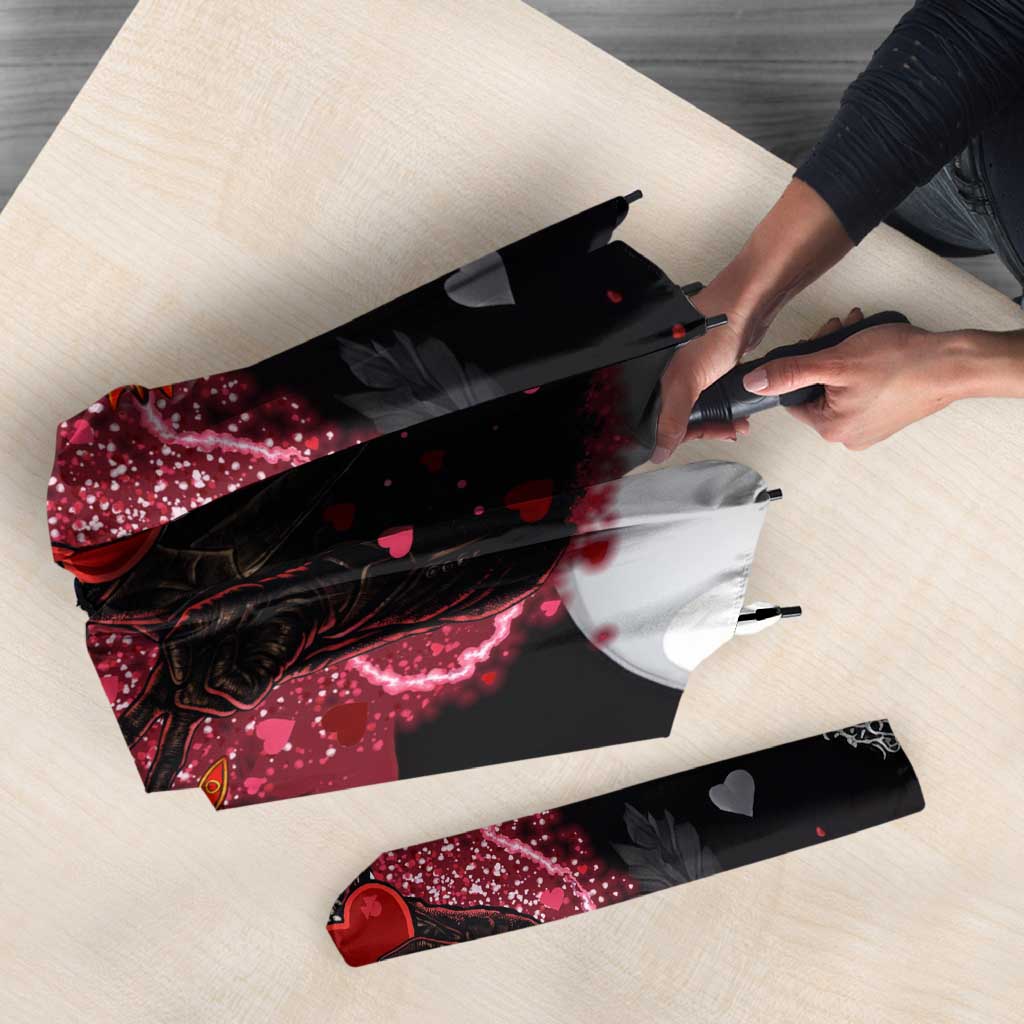 Ghost Valentine Umbrella with Rockets Skull Heart Pattern