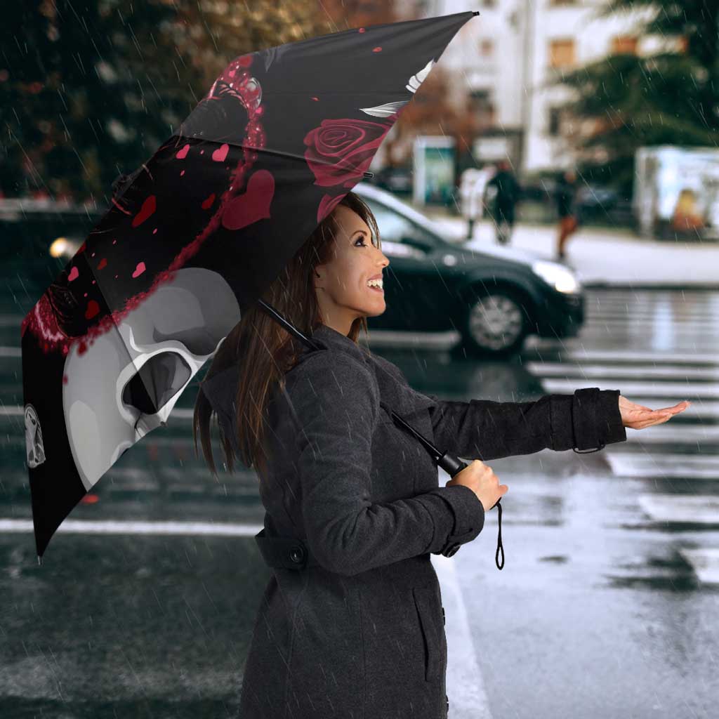 Ghost Valentine Umbrella with Rockets Skull Heart Pattern