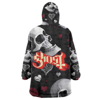 Ghost Valentine Wearable Blanket Hoodie with Rockets Skull Heart Pattern