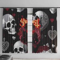Ghost Valentine Window Curtain with Rockets Skull Heart Pattern