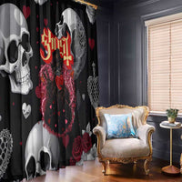 Ghost Valentine Window Curtain with Rockets Skull Heart Pattern