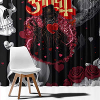 Ghost Valentine Window Curtain with Rockets Skull Heart Pattern