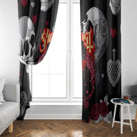 Ghost Valentine Window Curtain with Rockets Skull Heart Pattern