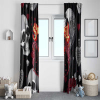 Ghost Valentine Window Curtain with Rockets Skull Heart Pattern