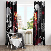 Ghost Valentine Window Curtain with Rockets Skull Heart Pattern