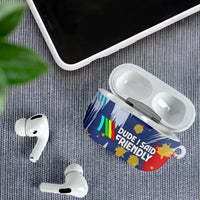 Dude I Said Friendly Graphic AirPods Case with Gold Paint Splatter and Retro Stripes