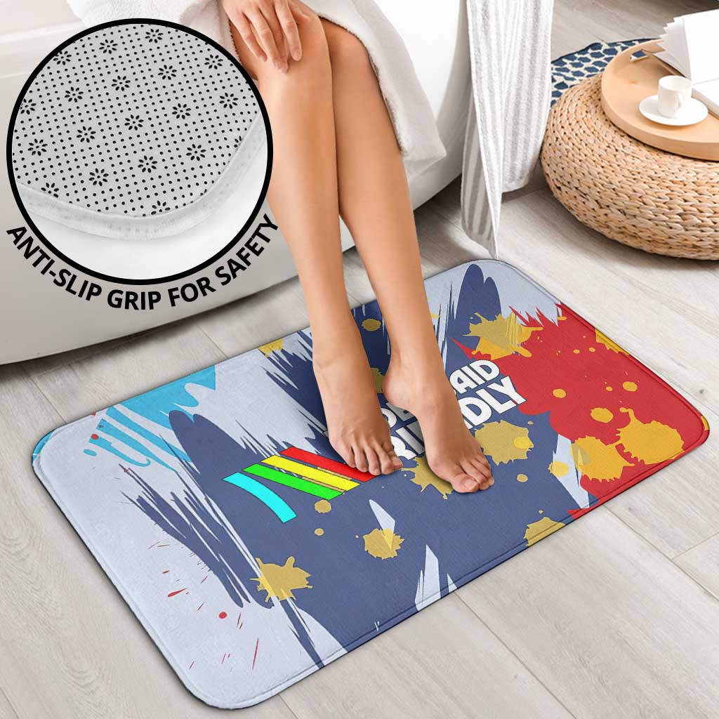 Dude I Said Friendly Graphic Bathroom Set with Gold Paint Splatter and Retro Stripes