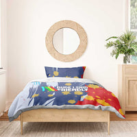 Dude I Said Friendly Graphic Bedding Set with Gold Paint Splatter and Retro Stripes