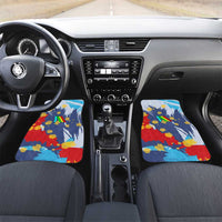 Dude I Said Friendly Graphic Car Mats with Gold Paint Splatter and Retro Stripes