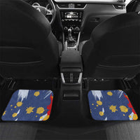 Dude I Said Friendly Graphic Car Mats with Gold Paint Splatter and Retro Stripes
