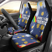 Dude I Said Friendly Graphic Car Seat Cover with Gold Paint Splatter and Retro Stripes