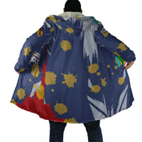 Dude I Said Friendly Graphic Cloak with Gold Paint Splatter and Retro Stripes