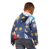 Dude I Said Friendly Graphic Kid Hoodie with Gold Paint Splatter and Retro Stripes