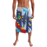 Dude I Said Friendly Graphic Lavalava with Gold Paint Splatter and Retro Stripes