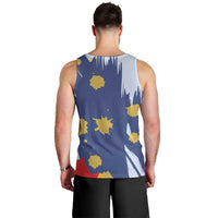 Dude I Said Friendly Graphic Men Tank Top with Gold Paint Splatter and Retro Stripes