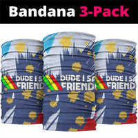 Dude I Said Friendly Graphic Neck Gaiter with Gold Paint Splatter and Retro Stripes
