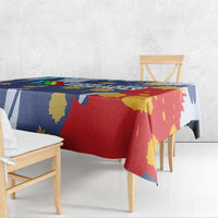 Dude I Said Friendly Graphic Tablecloth with Gold Paint Splatter and Retro Stripes