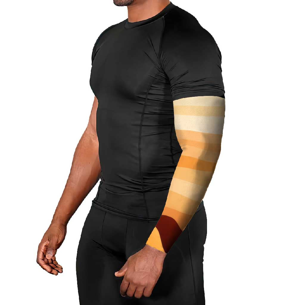 First Of All Raccoon Humor Arm Sleeves with Vintage Orange Stripes