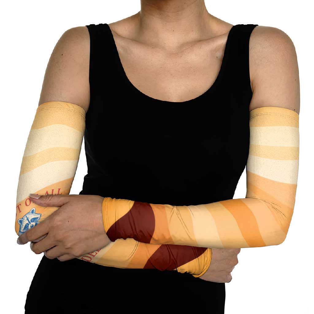 First Of All Raccoon Humor Arm Sleeves with Vintage Orange Stripes
