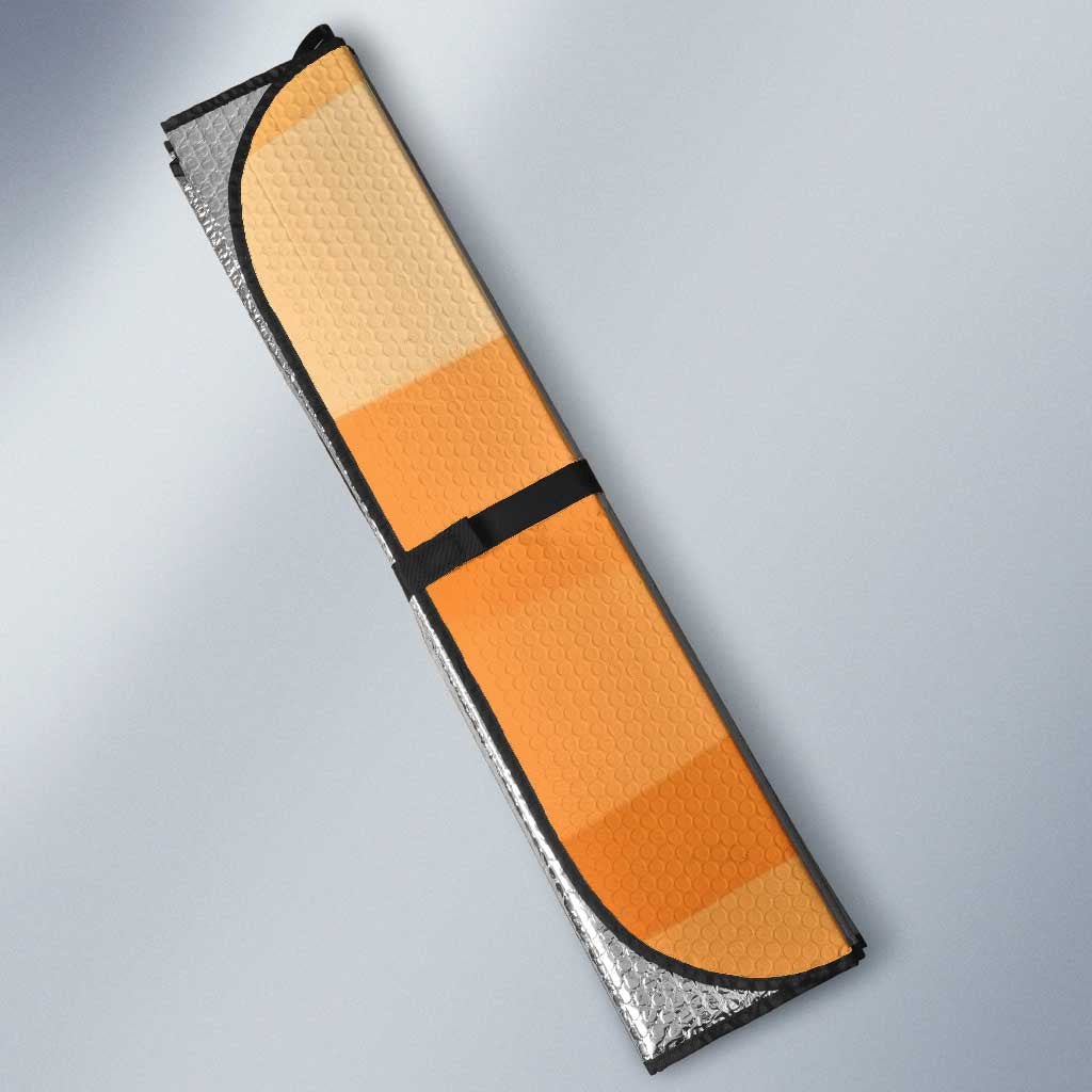 First Of All Raccoon Humor Auto Sun Shade with Vintage Orange Stripes