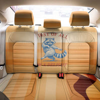 First Of All Raccoon Humor Back Car Seat Cover with Vintage Orange Stripes