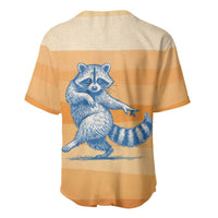 First Of All Raccoon Humor Baseball Jersey with Vintage Orange Stripes