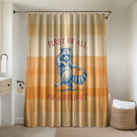 First Of All Raccoon Humor Bathroom Set with Vintage Orange Stripes