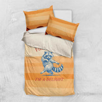 First Of All Raccoon Humor Bedding Set with Vintage Orange Stripes