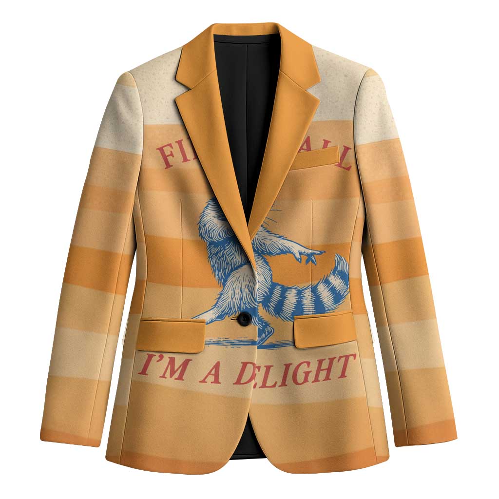 First Of All Raccoon Humor Blazer with Vintage Orange Stripes