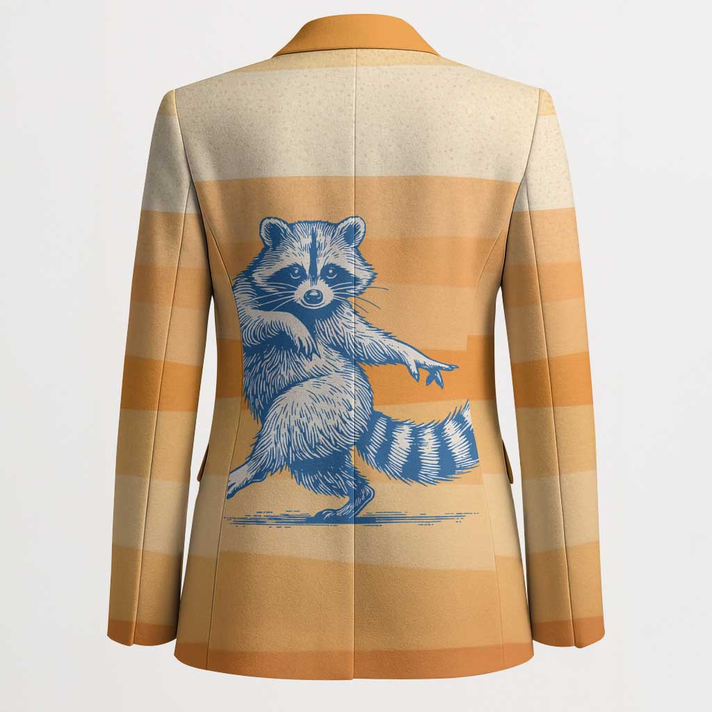 First Of All Raccoon Humor Blazer with Vintage Orange Stripes