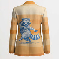 First Of All Raccoon Humor Blazer with Vintage Orange Stripes