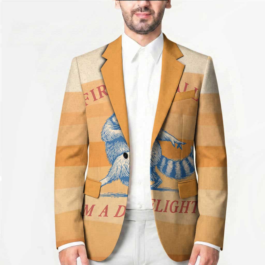 First Of All Raccoon Humor Blazer with Vintage Orange Stripes