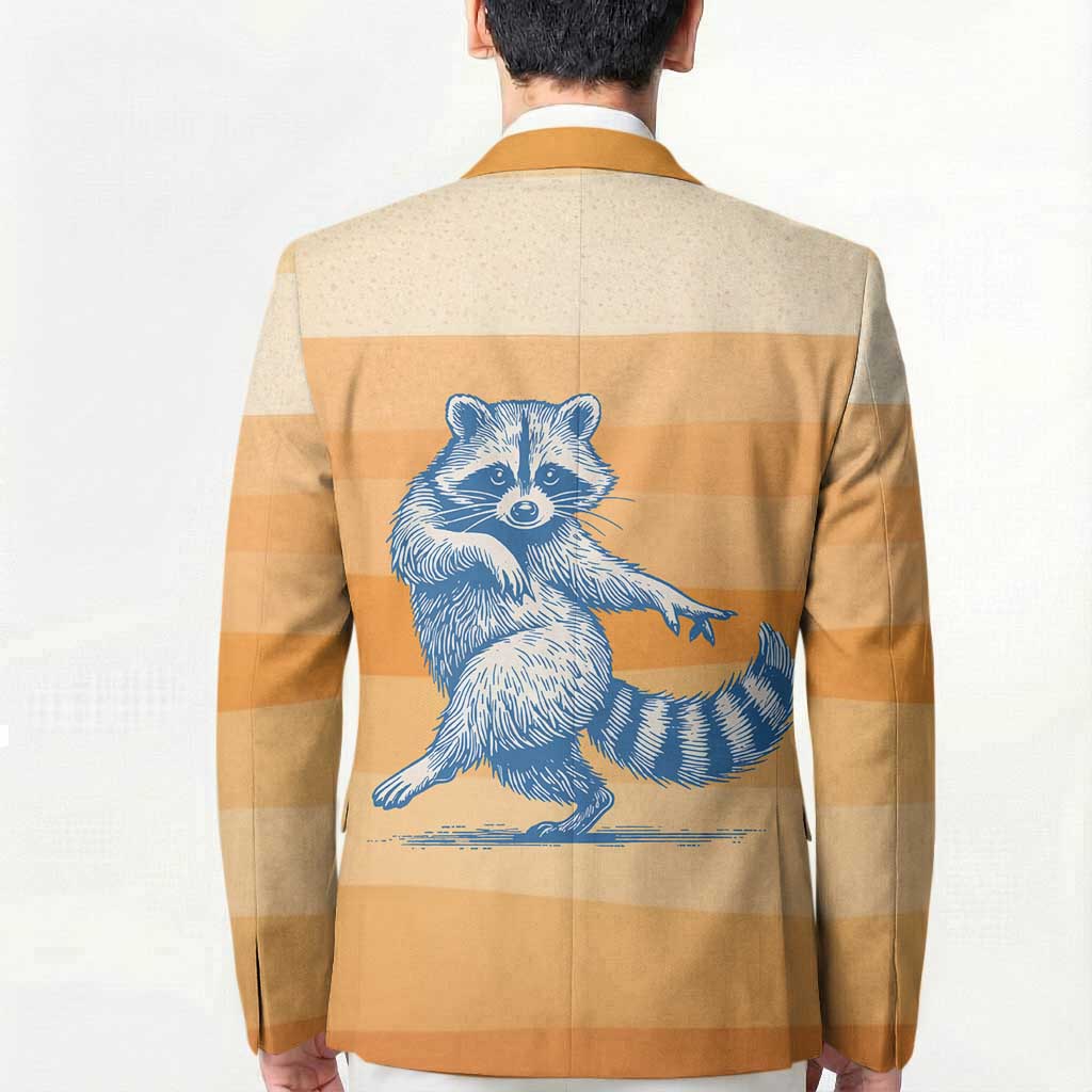 First Of All Raccoon Humor Blazer with Vintage Orange Stripes