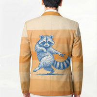 First Of All Raccoon Humor Blazer with Vintage Orange Stripes