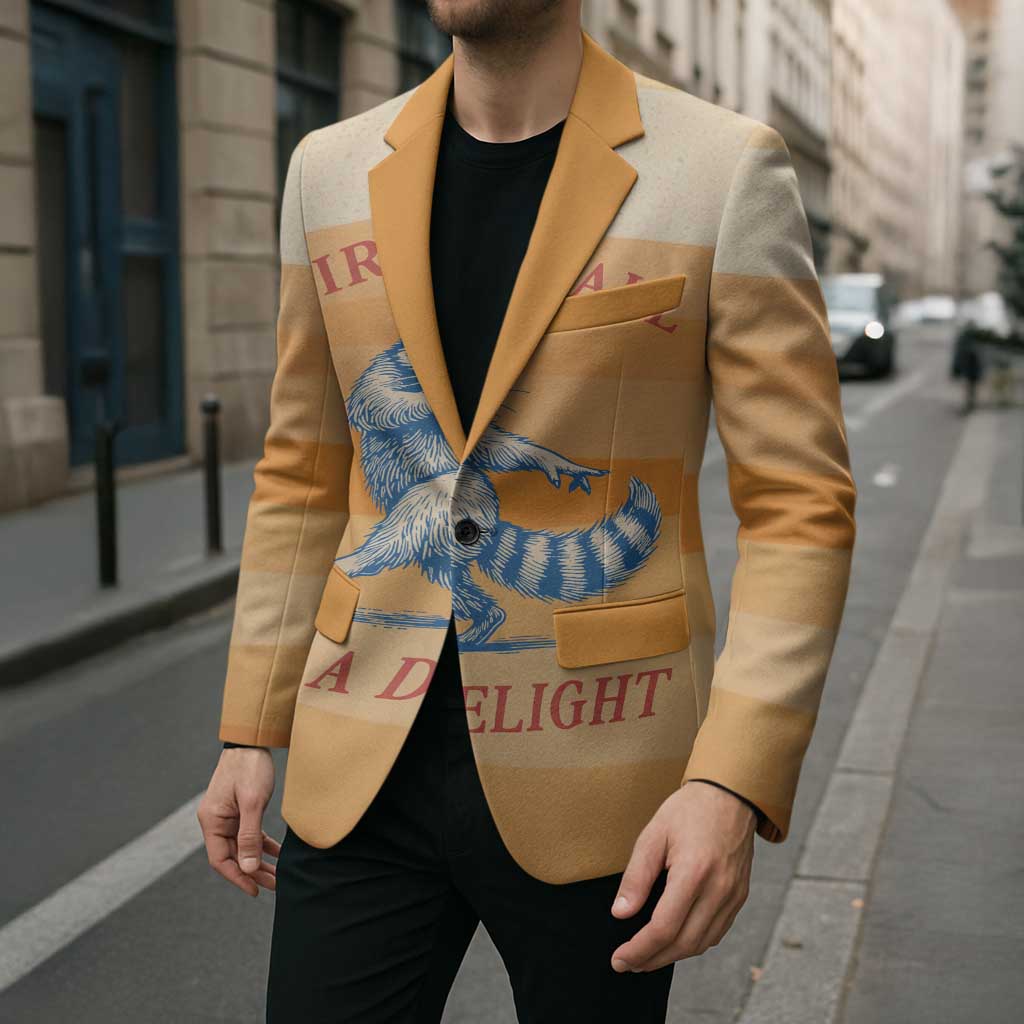 First Of All Raccoon Humor Blazer with Vintage Orange Stripes