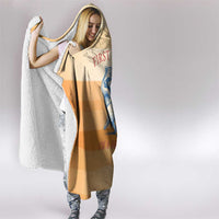 First Of All Raccoon Humor Hooded Blanket with Vintage Orange Stripes