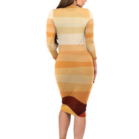 First Of All Raccoon Humor Long Sleeve Bodycon Dress with Vintage Orange Stripes