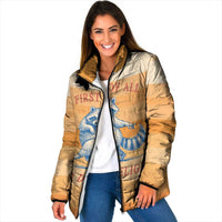 First Of All Raccoon Humor Padded Jacket with Vintage Orange Stripes