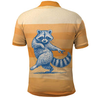 First Of All Raccoon Humor Polo Shirt with Vintage Orange Stripes