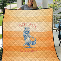 First Of All Raccoon Humor Quilt with Vintage Orange Stripes